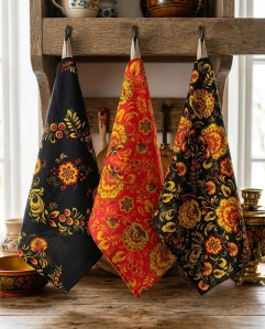 Luxusní sada vaflových utěrek „Folklórní probuzení“